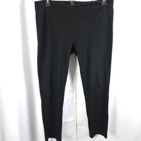 Eileen Fisher Womens Petite Large Black Pull On Stretch Slim Pants - Picture 1 of 8
